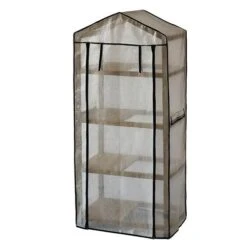 Wooden Greenhouse Nursery & PE Cover - Natural