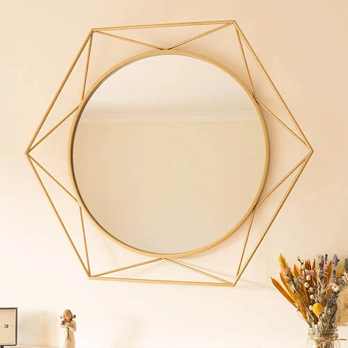 Golden Hexagonal Indoor Mirror 1 Golden Hexagonal Indoor Mirror