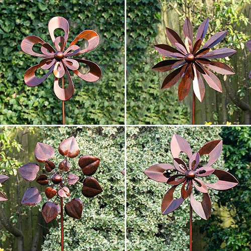 Set Of 4 Flower Wind Spinners 1 Set Of 4 Flower Wind Spinners